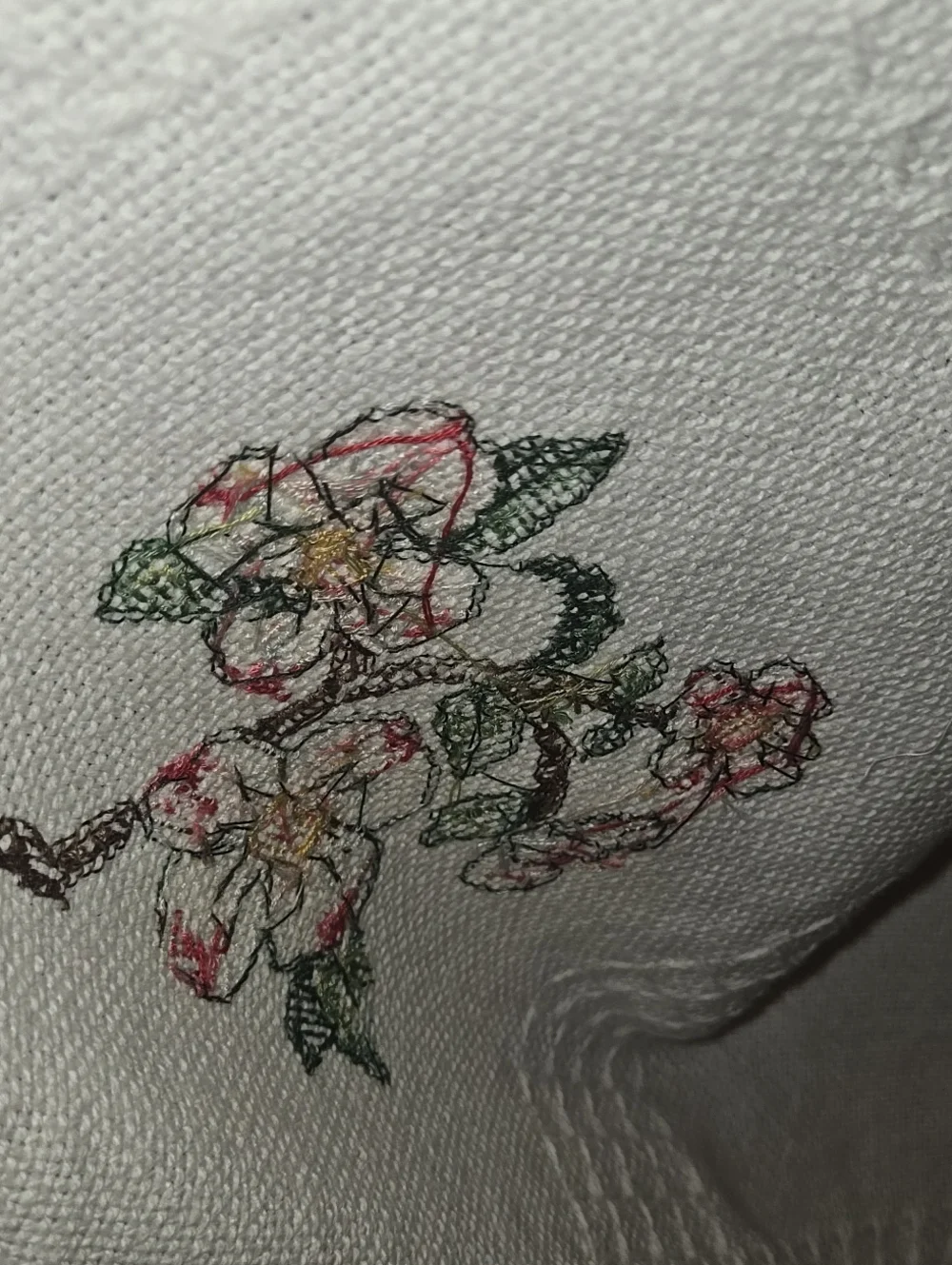 Vtg Cottagecore Floral Woven Tapestry White Embroidered Fringe Throw Blanket